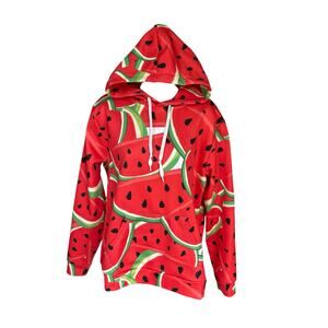 Youth L Watermelon Long Sleeve Hooded Hoodie Pullover Sweatshirt Front Pocket